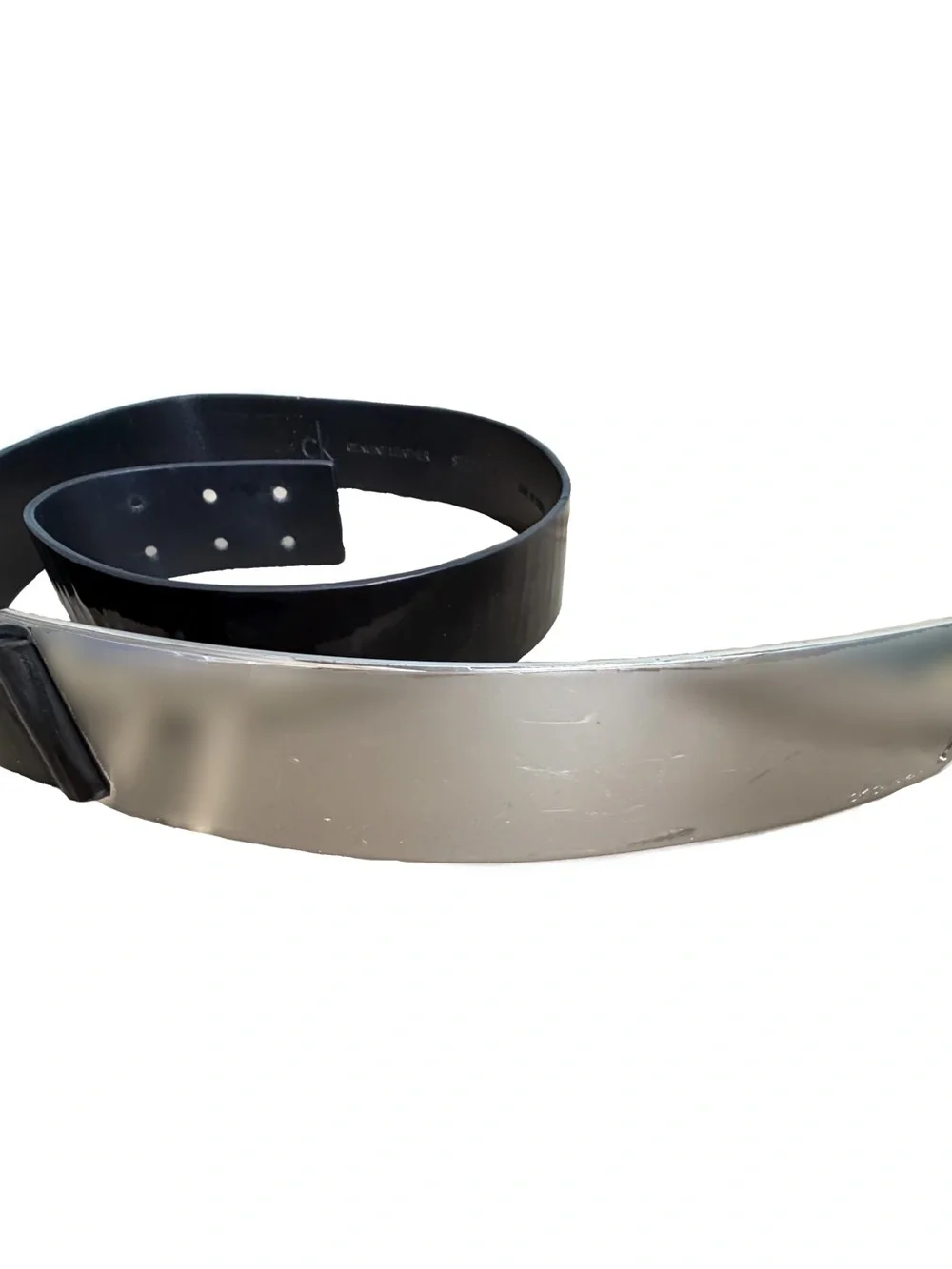 Calvin Klein Black Belt with Extra Large Silver Buckle